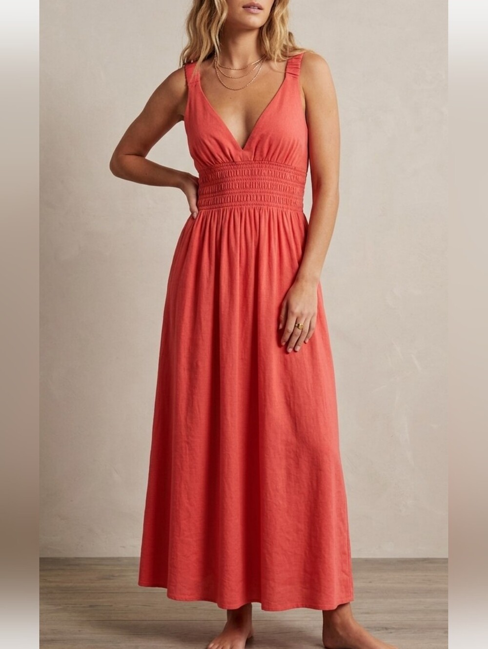 Abercrombie & Fitch Maxi Dress Baby Doll Y2K Style Linen Blend Size S Fits Large